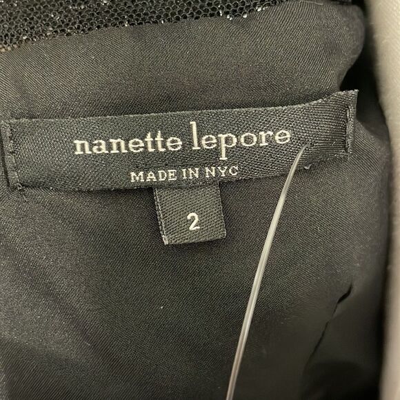 Nanette Lepore NWT Black Sequin Striped Mini Dress - Picture 4 of 6